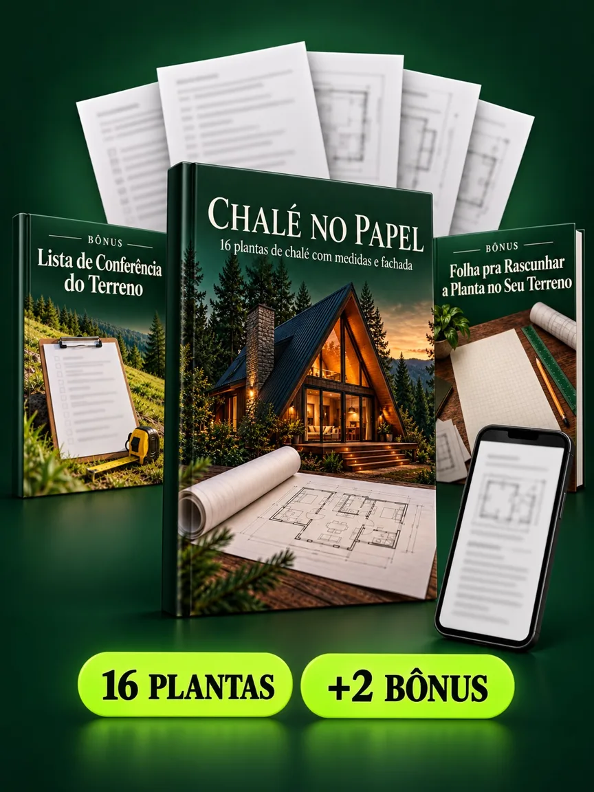 Montagem ilustrativa do Chalé no Papel: livro com a capa, páginas do material e celular e capas dos bônus