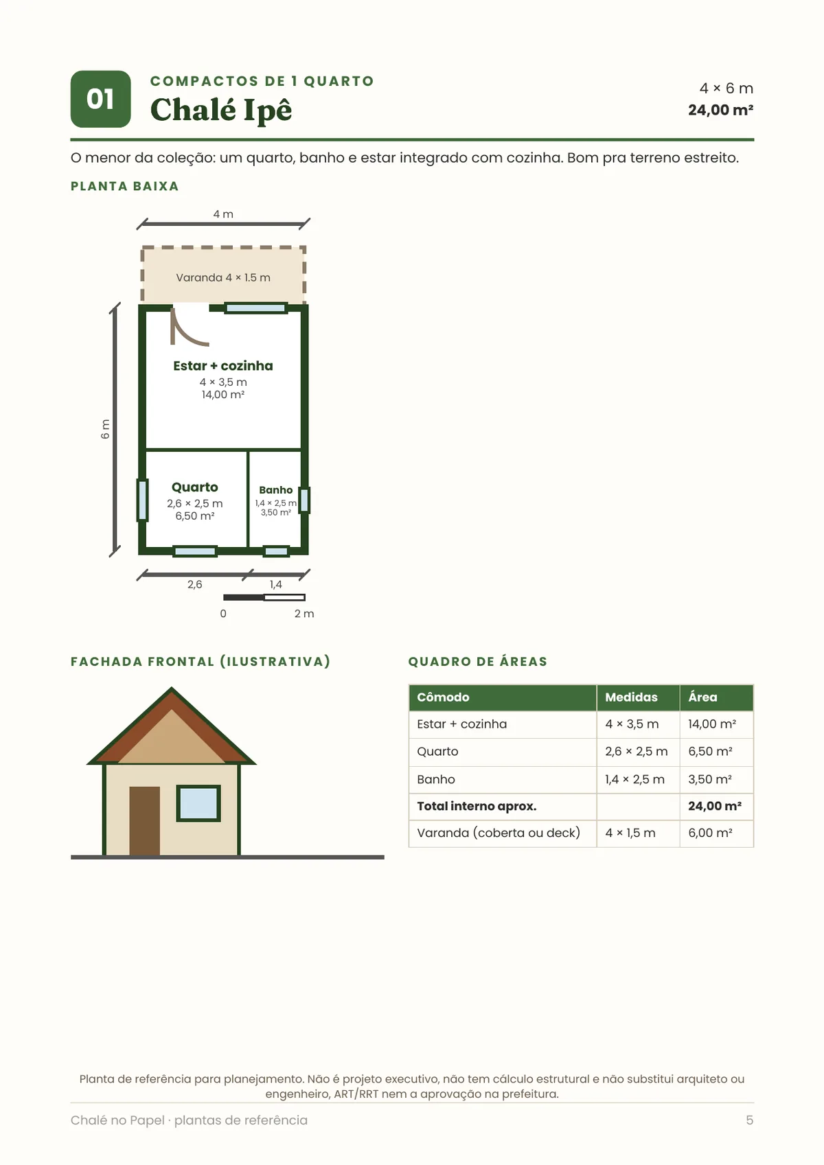 Página real do PDF Chalé no Papel: planta baixa cotada